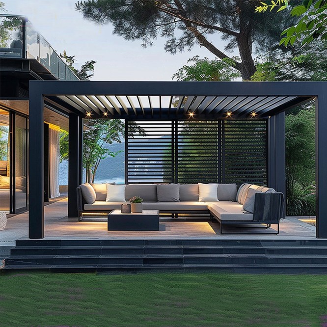 New Chinese-style pavilion with a roof garden